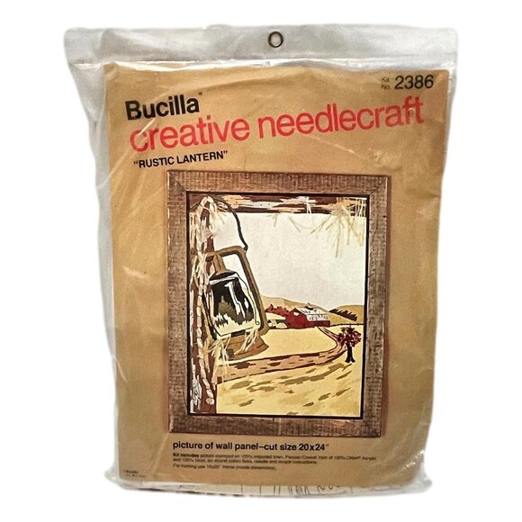 Bucilla Rustic Lantern Barn Needlepoint Kit 20 x 24 Linen Wool Vintage New - Picture 1 of 5